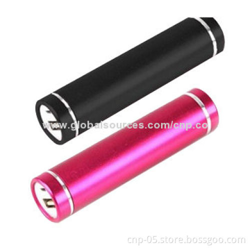 2,200mAh Mobile Power Banks with LED Flashlight, Metal Case, 5V/500mA Input Voltage/CurrentNew